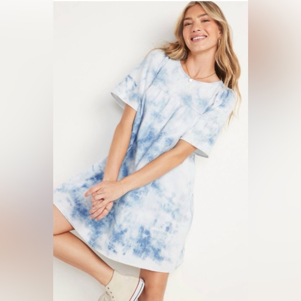 NWT Old Navy Tie Dye Jean Swing Dress Size Large
